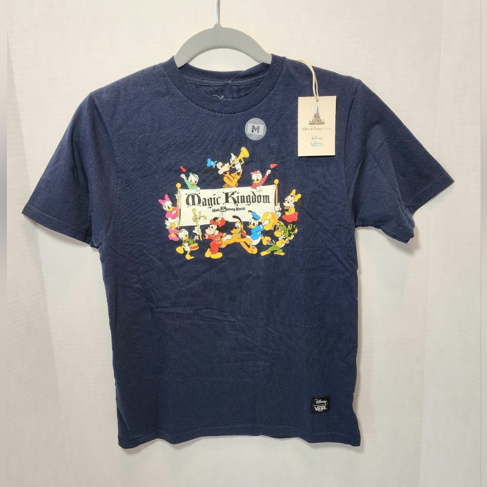 Disney VANS - KIDS Navy Blue Magic Kingdom T-Shirt - WDW 50th - Size M - NWT - Picture 2 of 7
